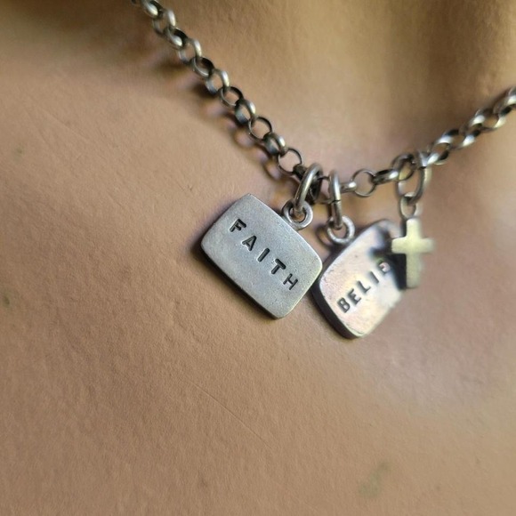 Jewelry - whimsigoth 925 sterling silver faith charm necklace toggle